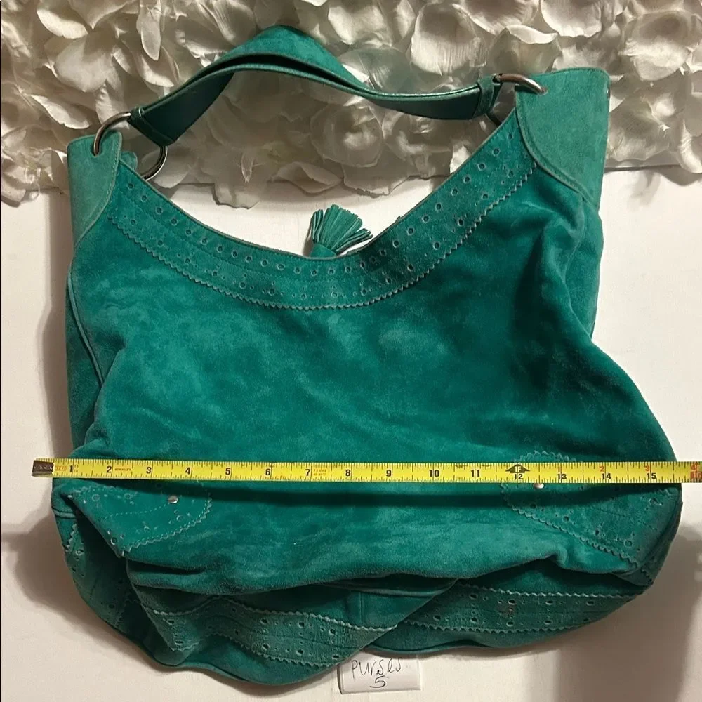 Burberry Teal Suede Hobo Bag